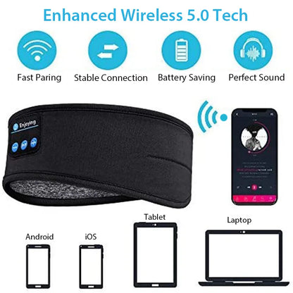 Bluetooth Headband Headphones Wireless Music Sports Hairband Running Fitness Sweatband Earphones Soft Sleeping Eye Mask Headset